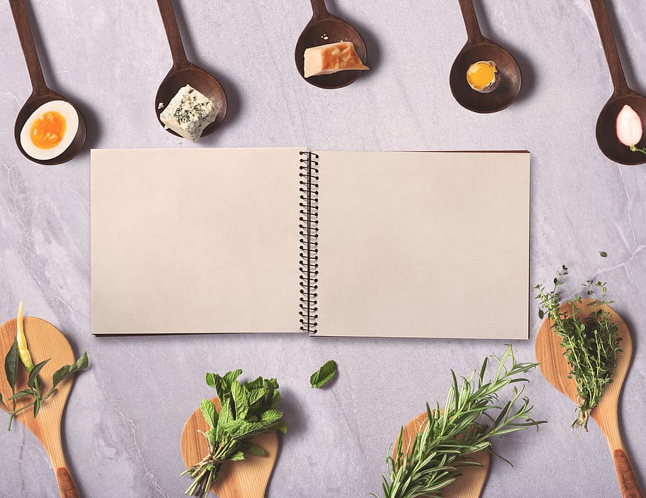 Menu, Notebook, Background, Spices, Wooden Spoon, Herbs, - Plano De Fundo De Cardápio - HD Wallpaper 