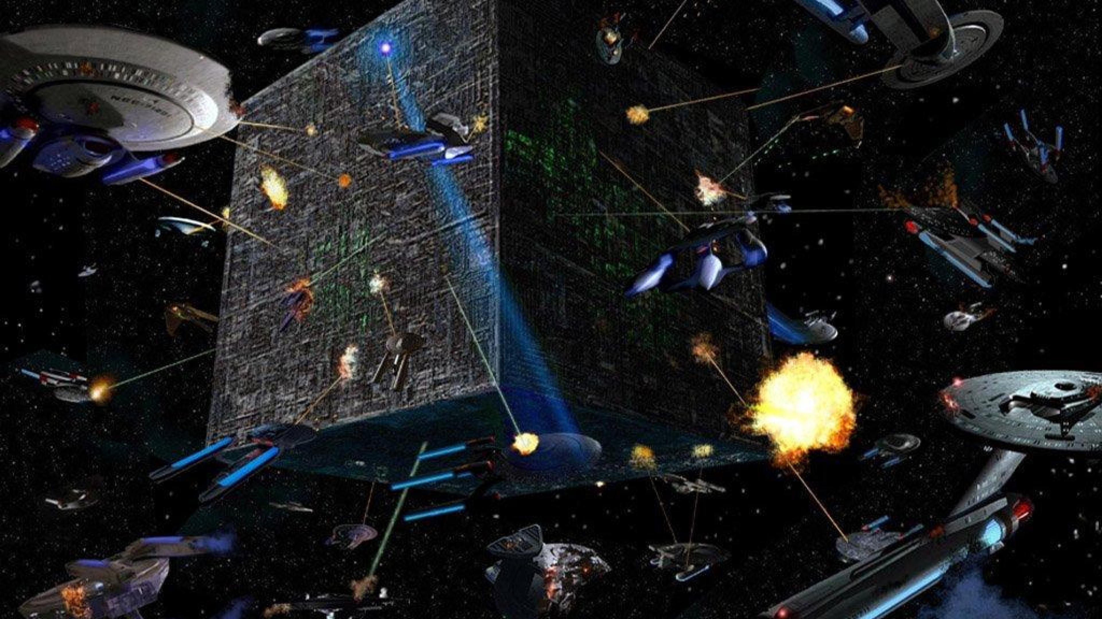 Wallpapers Of Star Trek - Star Trek Borg Space Battle - HD Wallpaper 