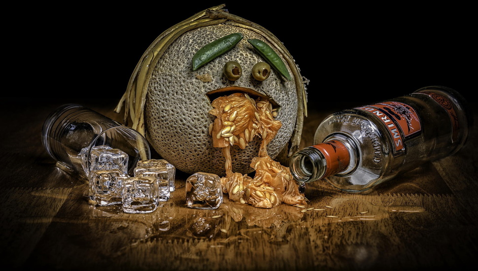 Still Life, Melon, Booze, Ice Cubes, Vodka Desktop - HD Wallpaper 