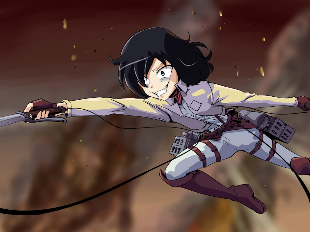 Anime Black Hair Fictional Character - Tomoko Attack On Titan - HD Wallpaper 