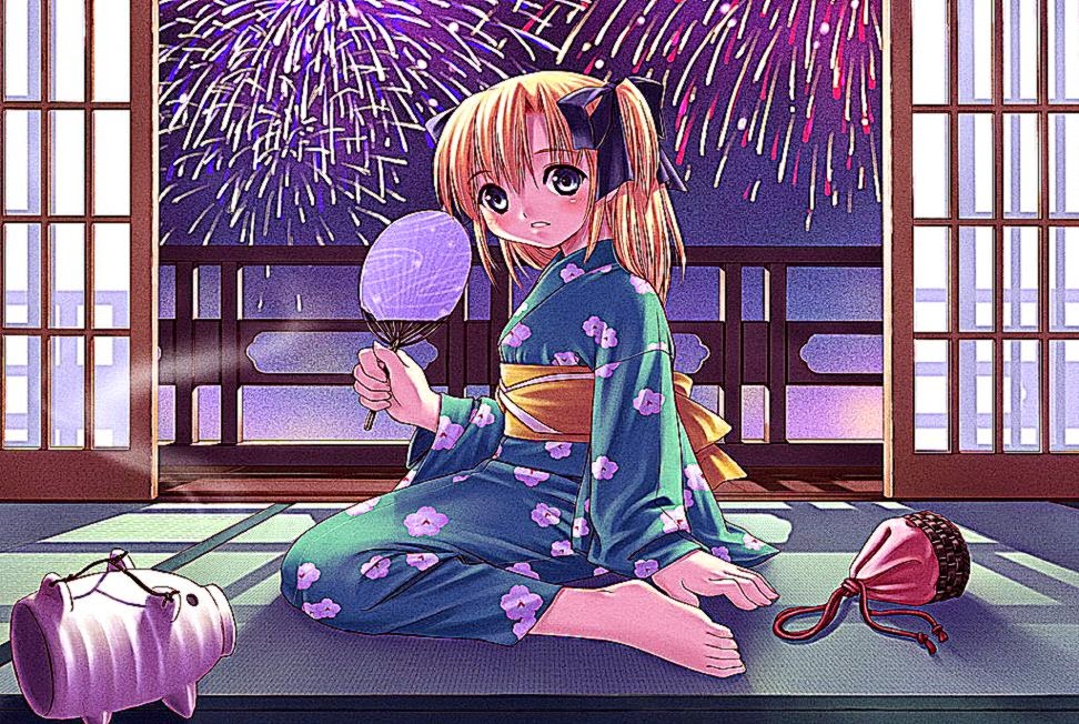 Happy New Year Fireworks Anime Hd - 4th Of July Anime - HD Wallpaper 