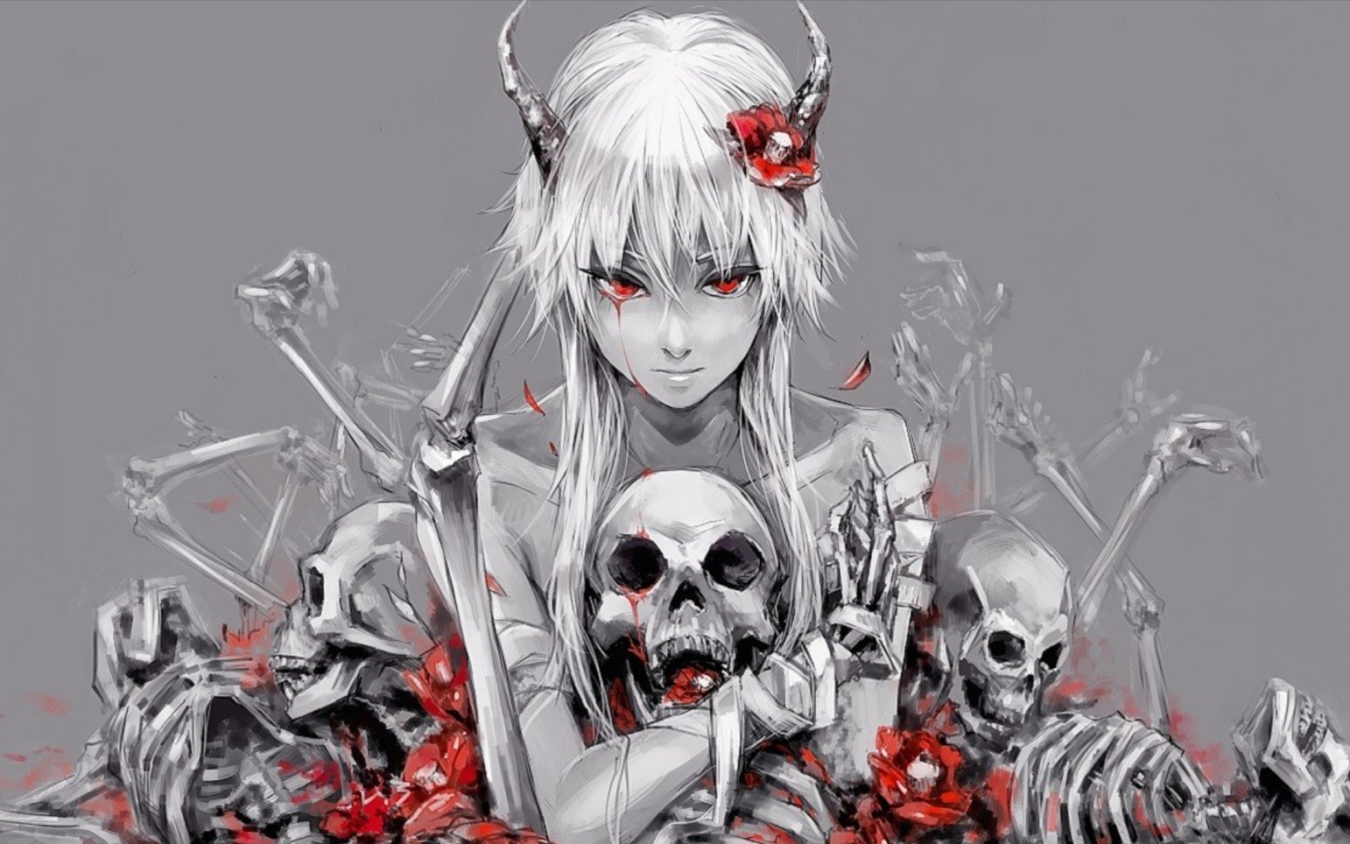 Yuno Gasai, Manga, Skulls, Future Diary - Craneos Anime - HD Wallpaper 