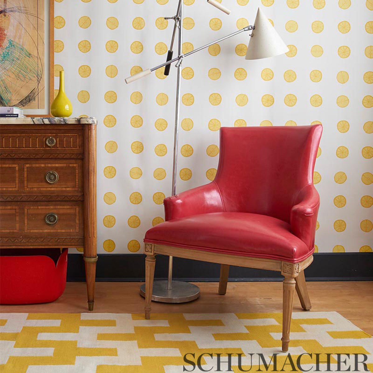 Schumacher Lemonade Wallpaper Lemon - Chest Of Drawers - HD Wallpaper 