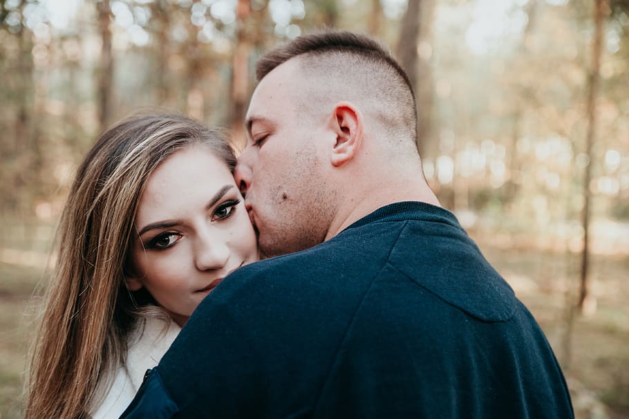 Shallow Focus Photo Of Man Kissing Woman, Human, Person, - Polyamory Couples - HD Wallpaper 