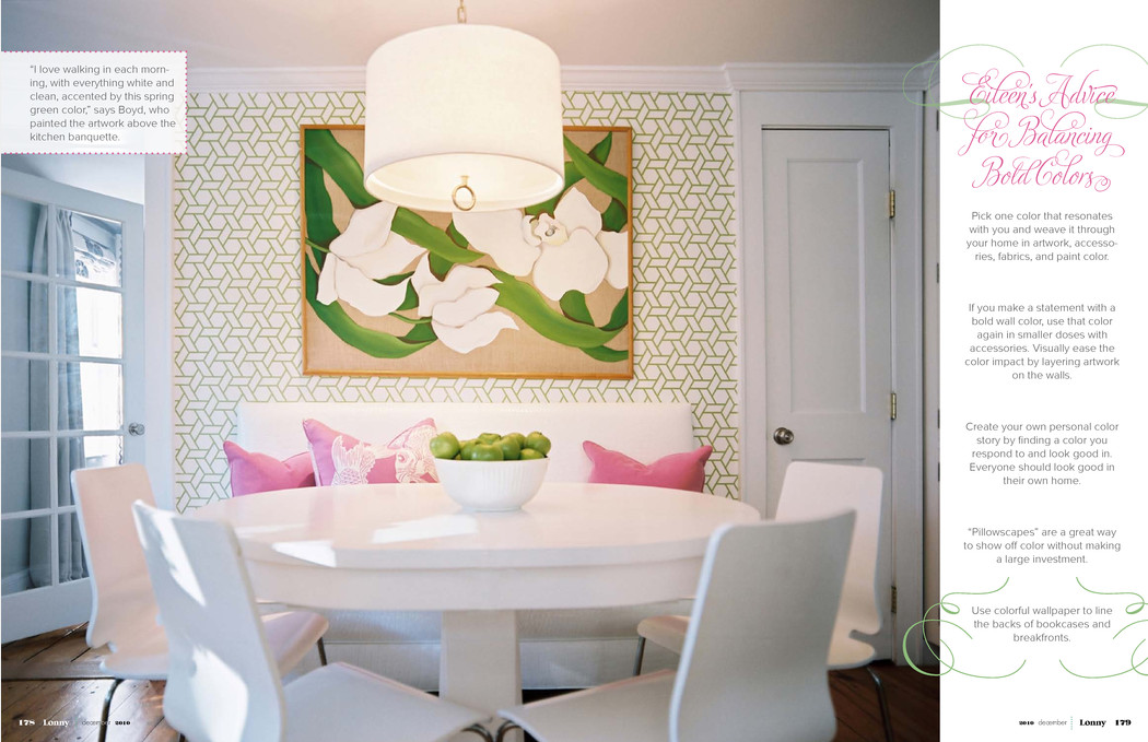 Green Pink And White Dining Room - HD Wallpaper 