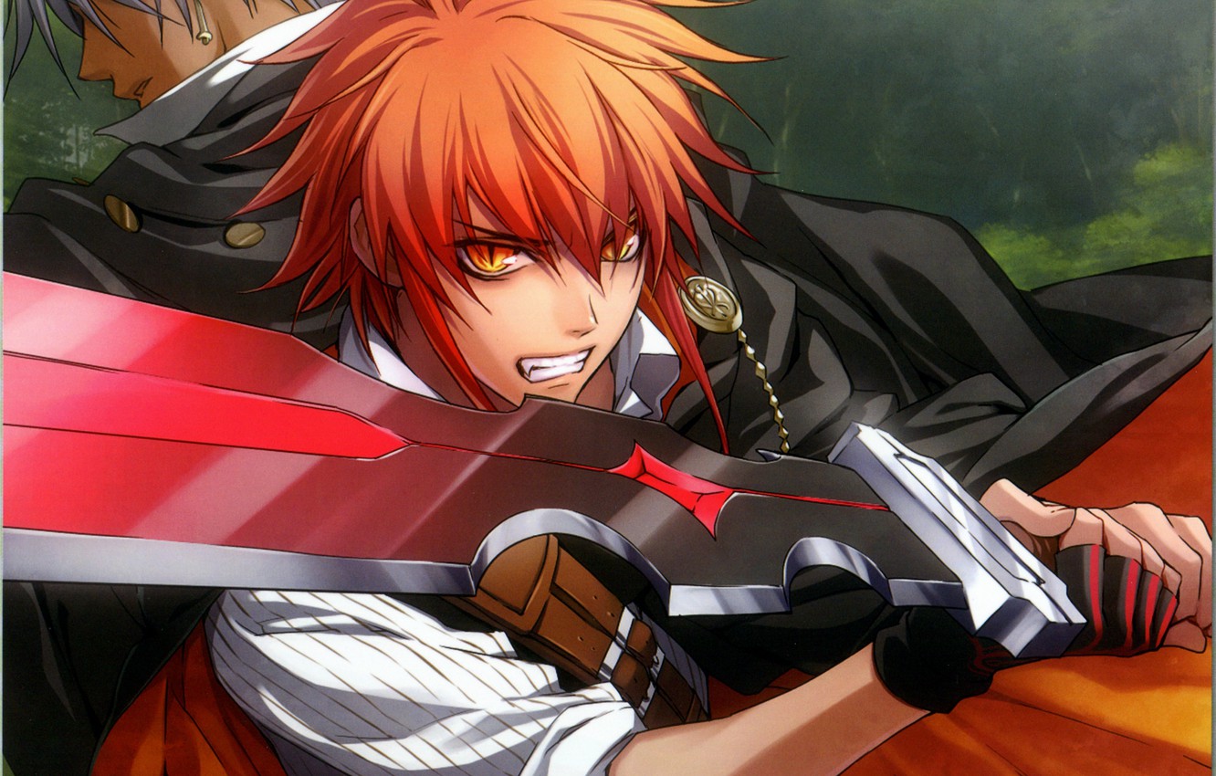 Photo Wallpaper Anger, Sword, Red, Cloak, Two, Art, - Red Haired Anime Guy With A Sword - HD Wallpaper 