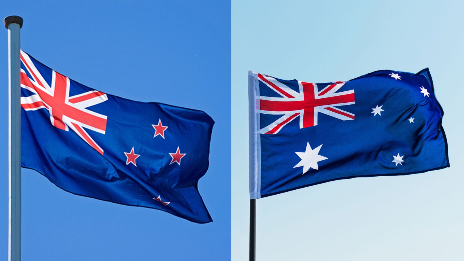 The New Zealand Flag, Left, Was Adopted In 1902, While - Difference In Flags Of Australia And New Zealand - HD Wallpaper 