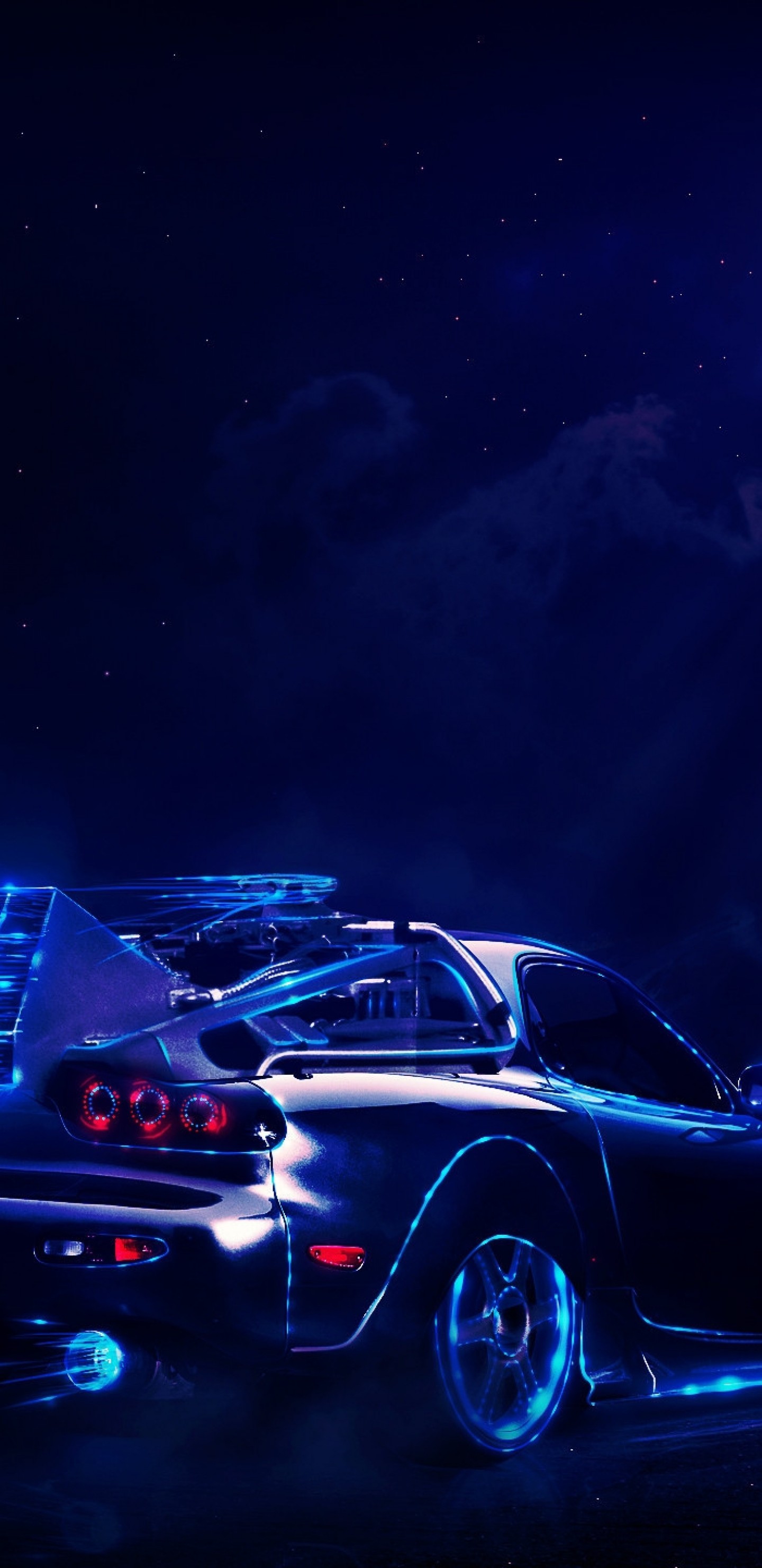 Back To The Future, Mazda Rx7, Moon, Digital Art - 4k Wallpaper Synthwave Car - HD Wallpaper 