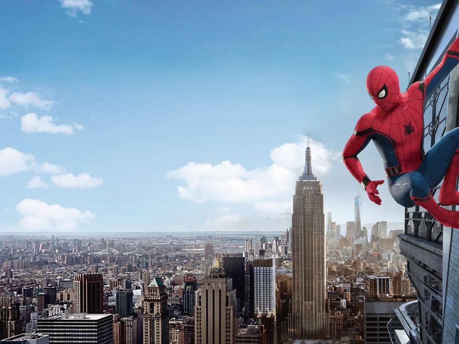 Homecoming, Spider Man, Peter Parker, Skyscrapers, - Spiderman Con Tom Holland - HD Wallpaper 