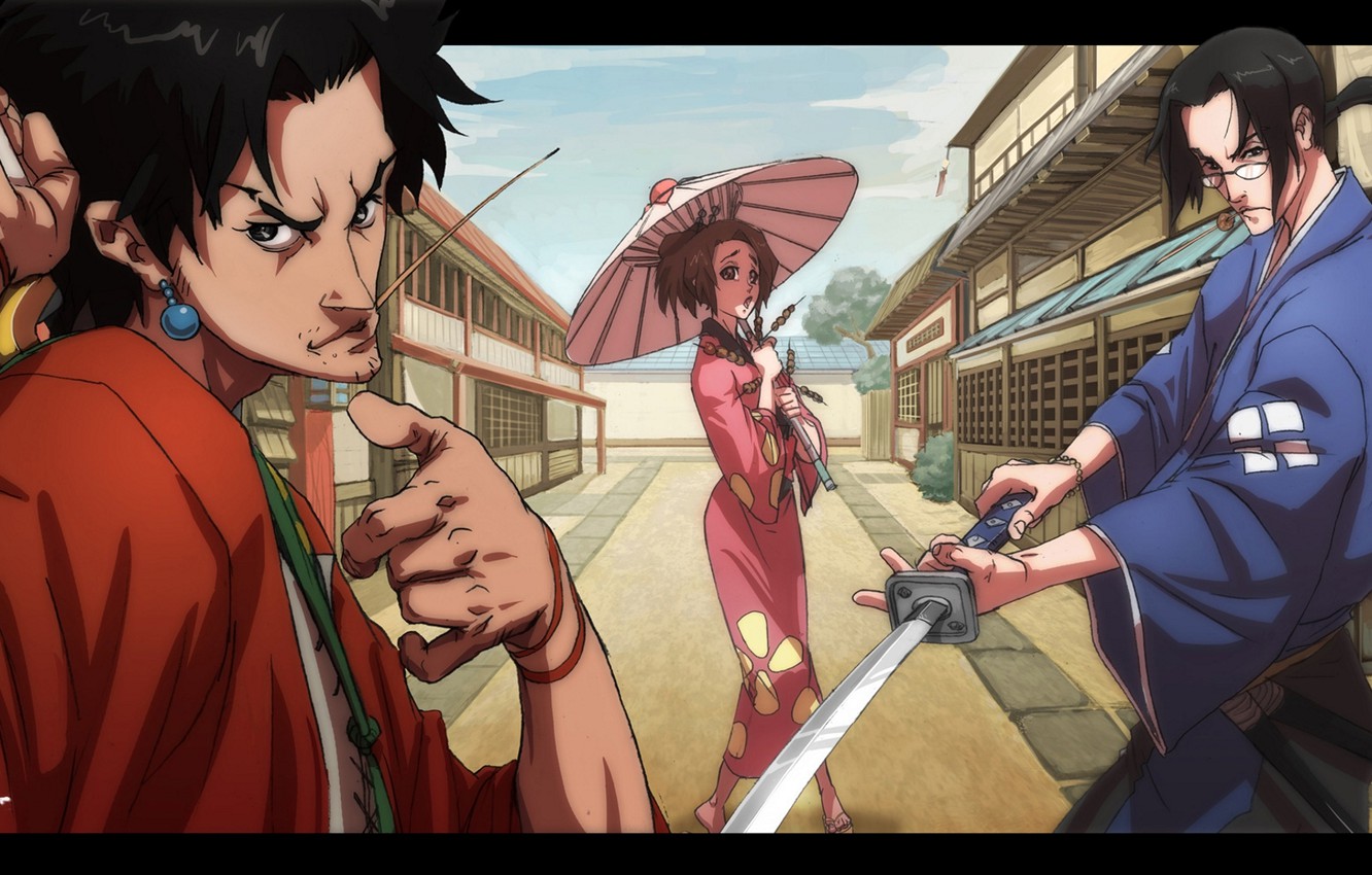 Photo Wallpaper Girl, City, The City, Umbrella, Street, - Samurai Champloo City - HD Wallpaper 