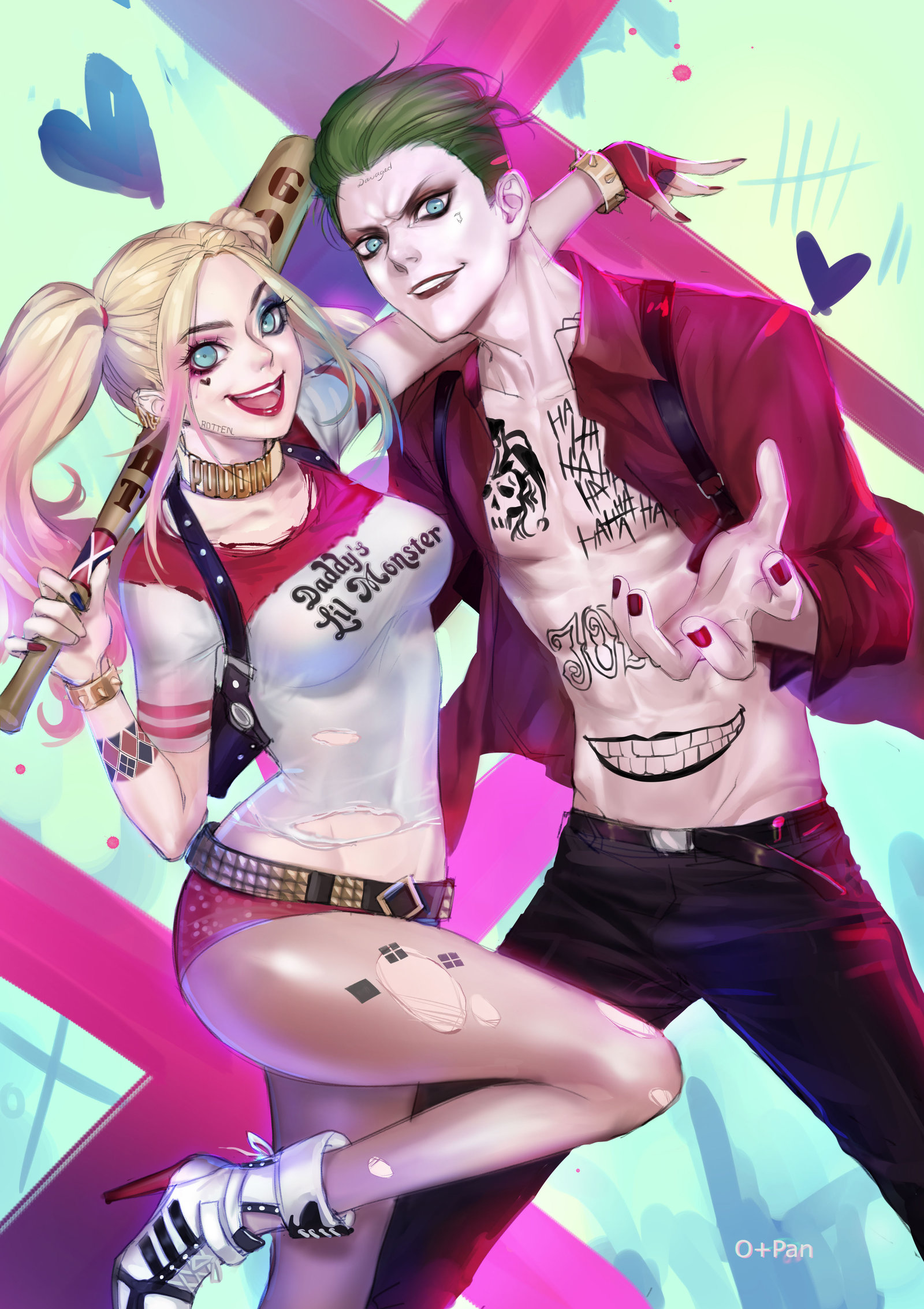 Joker And Harley Quinn Anime - HD Wallpaper 