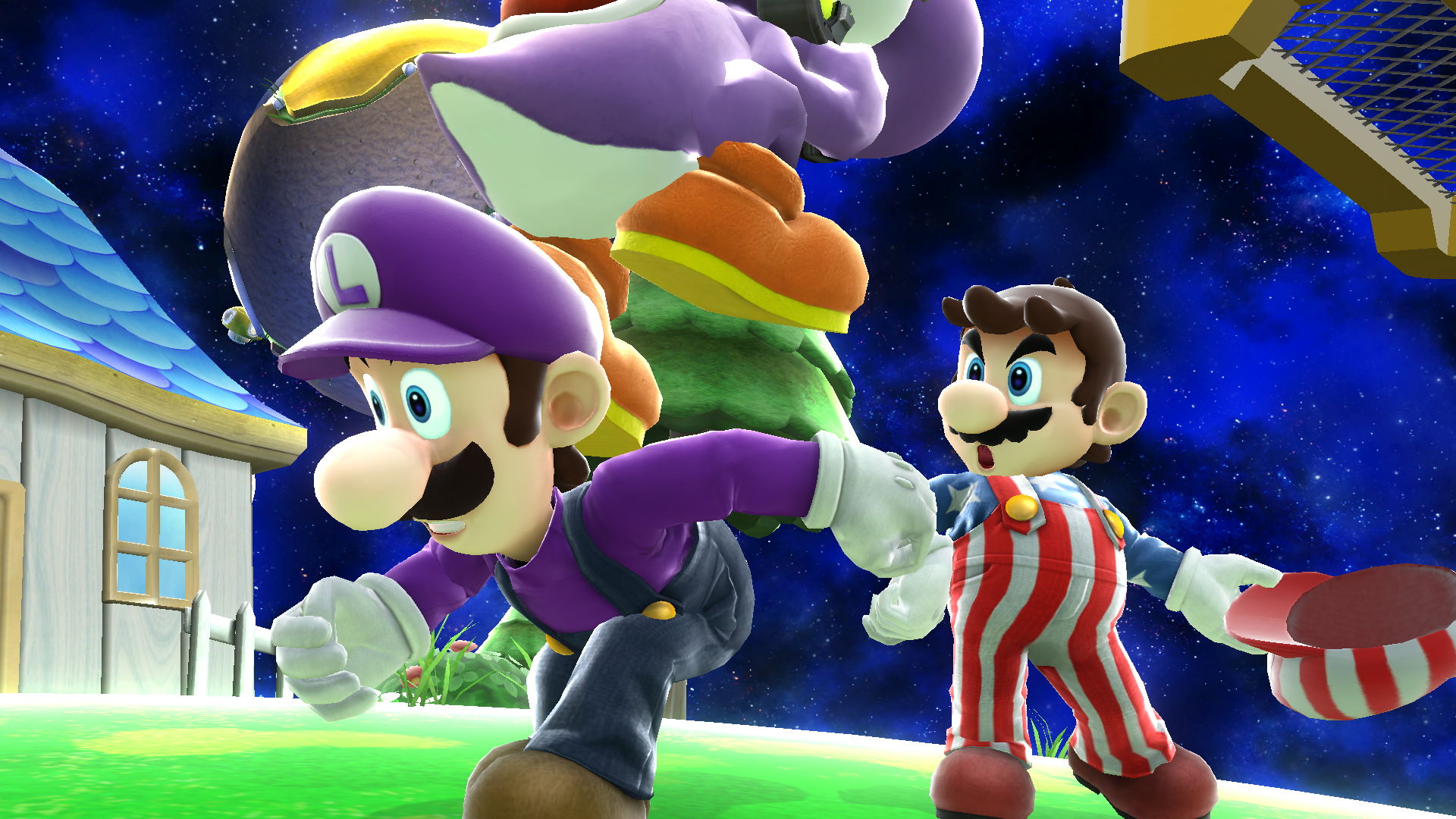 Smash Bros U Yoshi America Mario Waluigi Clone - Super Smash Bros American Mario - HD Wallpaper 