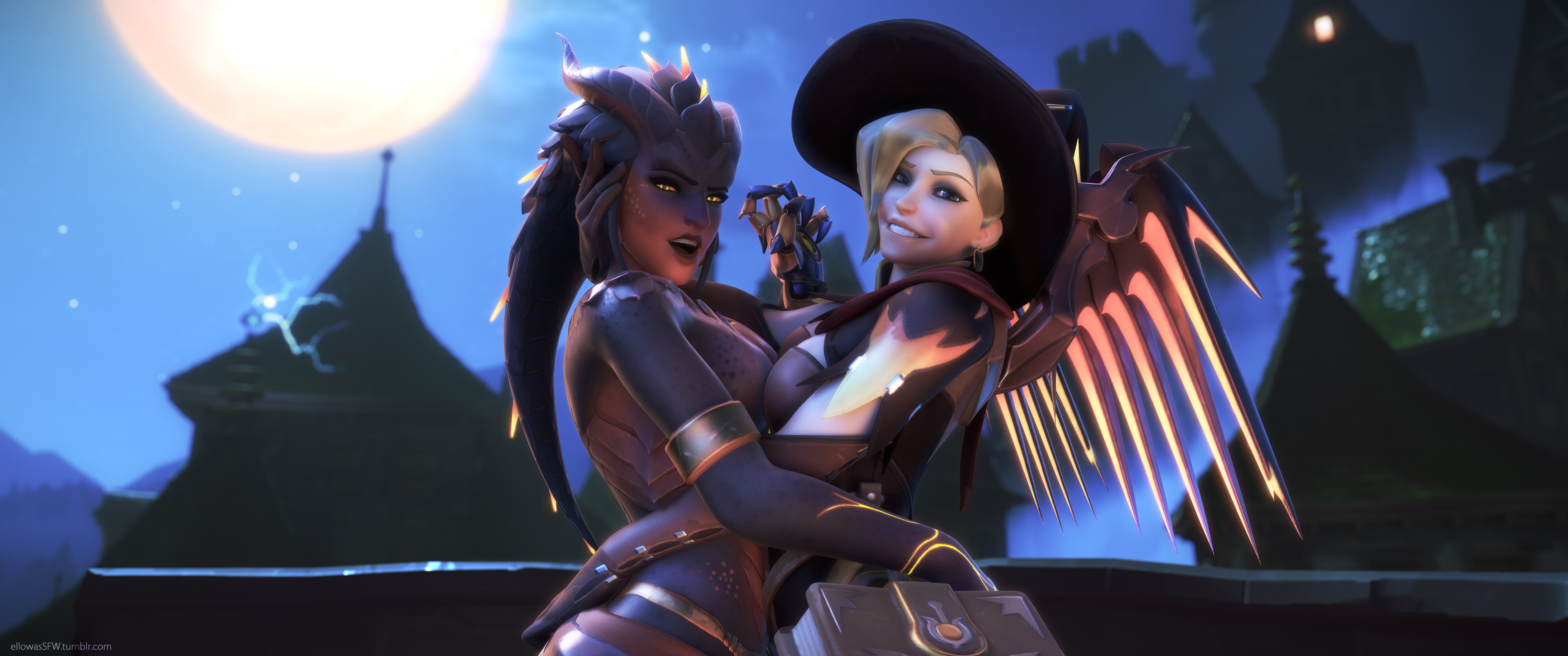 Overwatch Mercy And Symmetra - HD Wallpaper 