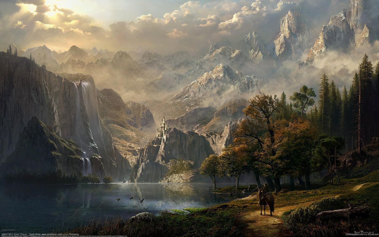 Free Wallpaper For Samsung Galaxy Tab - Fantasy Landscape Artwork - HD Wallpaper 