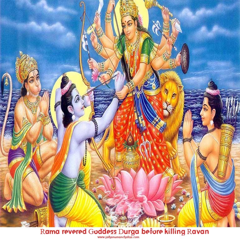 Rama Revered Goddess Durga Before Killing Ravan - Lord Ram Killing Ravan - HD Wallpaper 