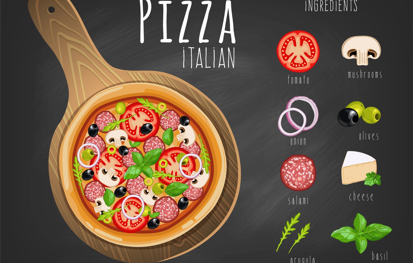 Photo Wallpaper Black, Pizza, Italian Pizza - Italian Pizza - HD Wallpaper 