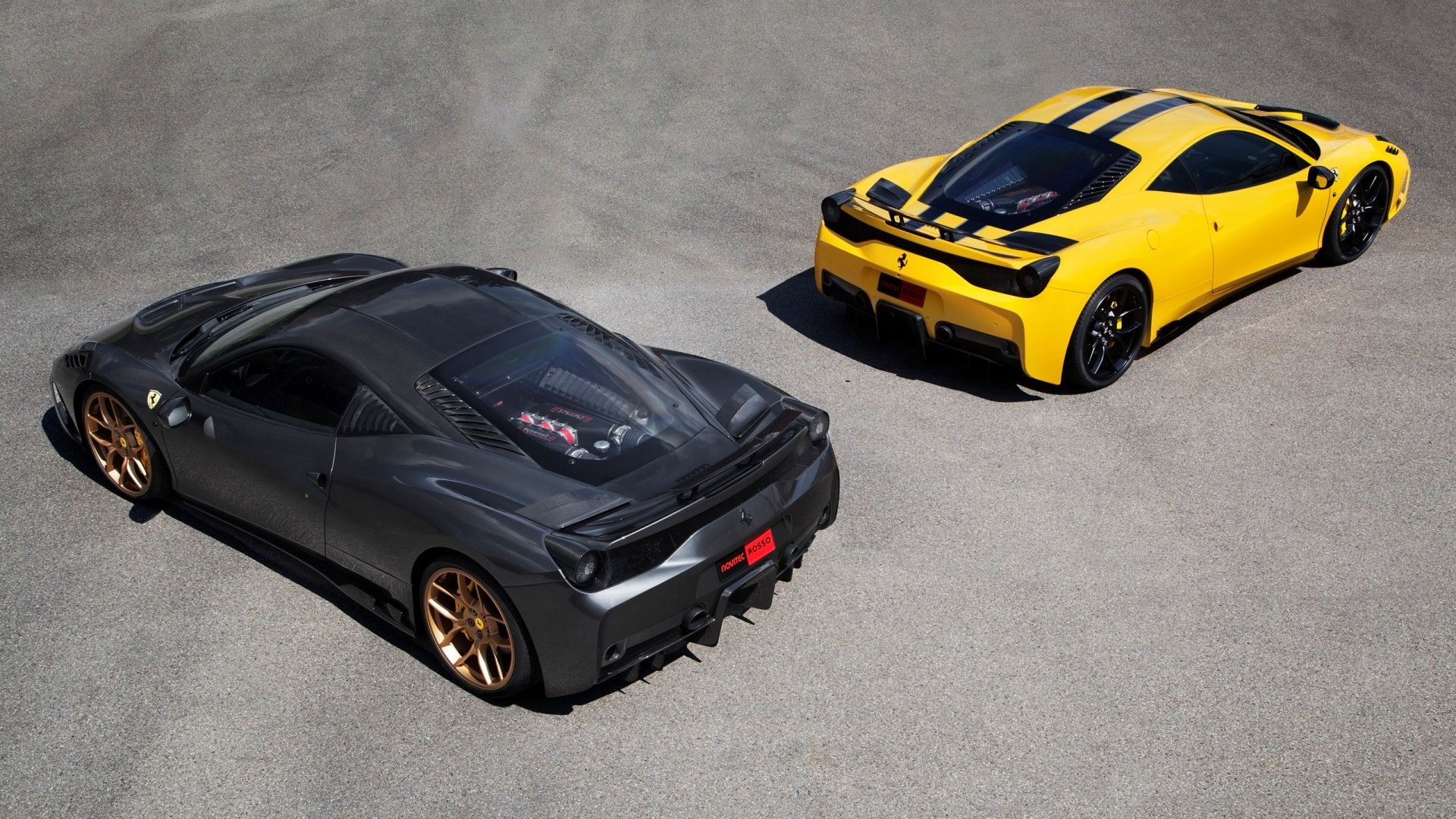 Black And Yellow Novitec Rosso Ferrari - Ferrari Black Yellow - HD Wallpaper 