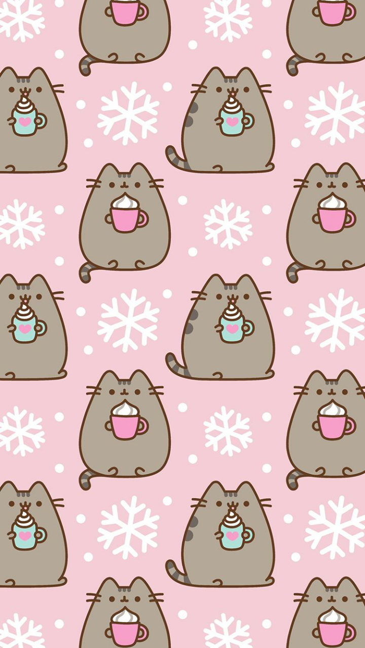 Wallpaper And Background Image - Pusheen Wallpaper Winter - HD Wallpaper 