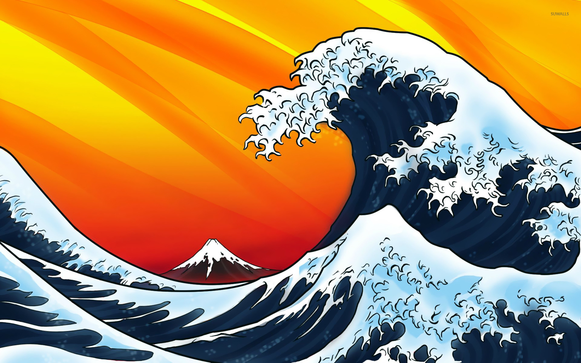 1920x1200, Japanese Style Waves Wallpaper 
 Data Id - Surfer Top Of Wave - HD Wallpaper 