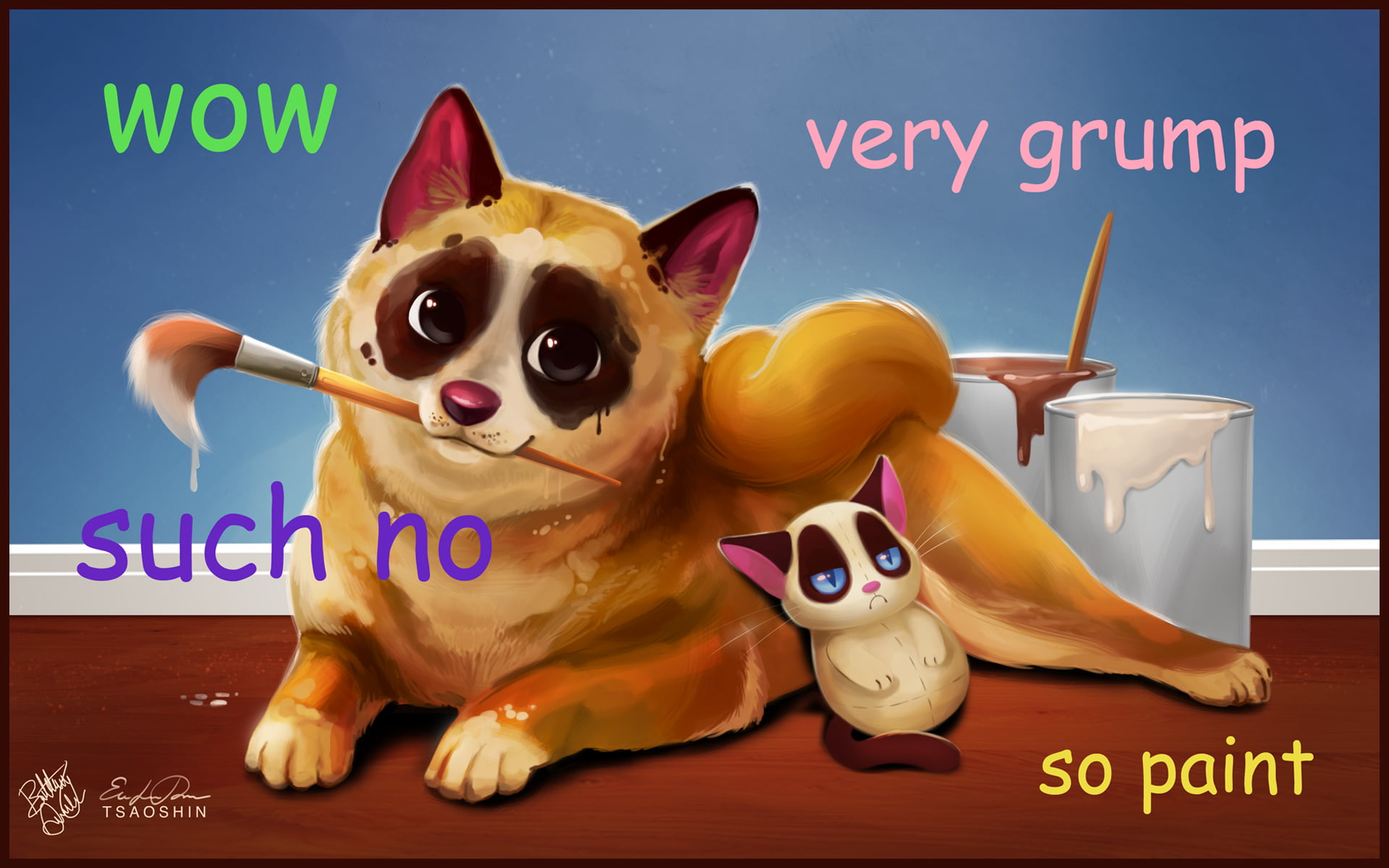 Grumpy Cat Doge Meme - HD Wallpaper 
