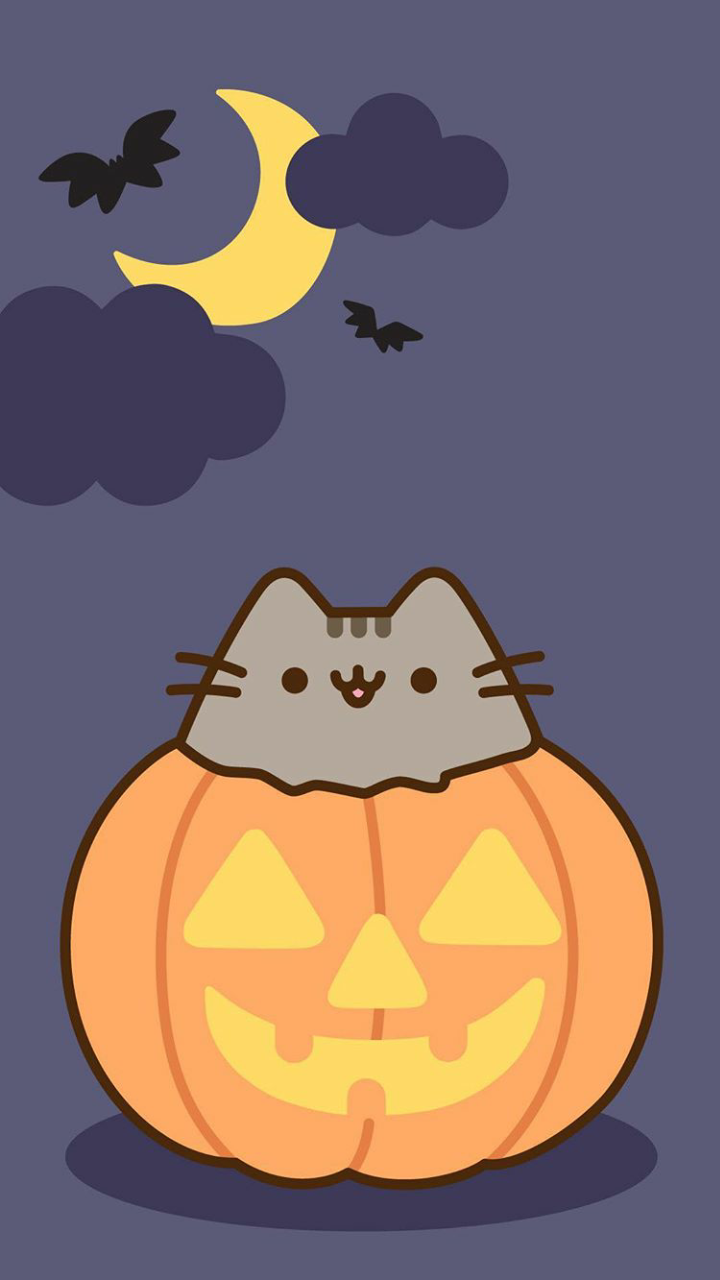Background, Wallpaper, And Pusheen Cat Wallpaper Image - Pusheen Cat Halloween Pumkin - HD Wallpaper 