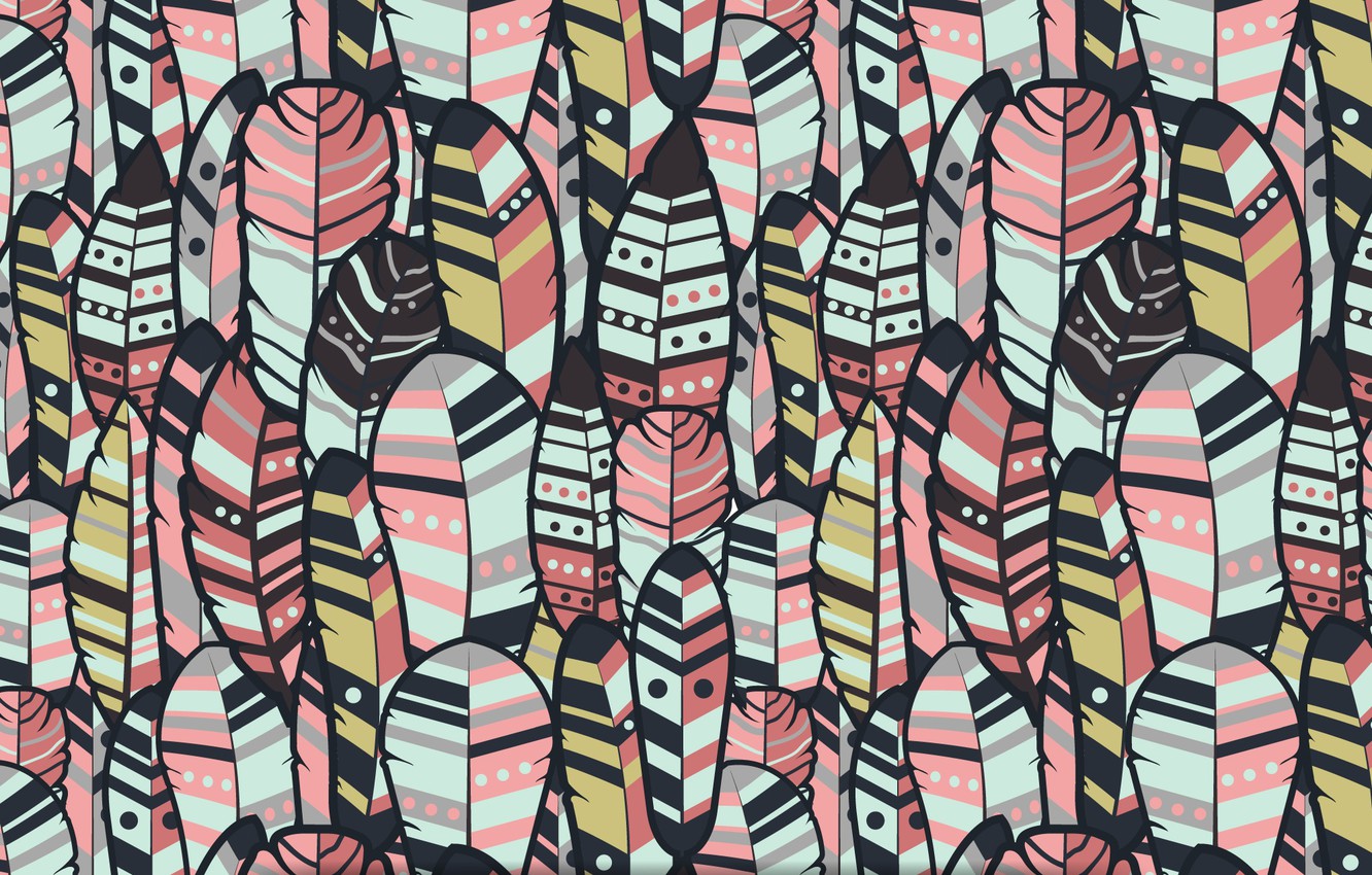 Photo Wallpaper Background, Texture, Pattern, Feathers, - Обои Рабочего Стола В Стиле Бохо - HD Wallpaper 