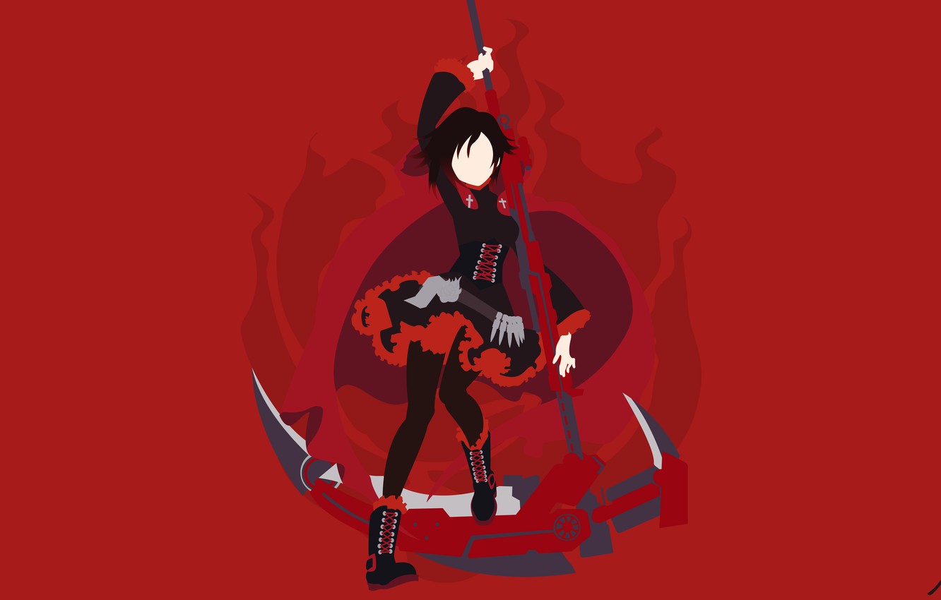 Photo Wallpaper Girl, Minimalism, Braid, Red Background, - Anime Minimalist Wallpaper Rwby - HD Wallpaper 