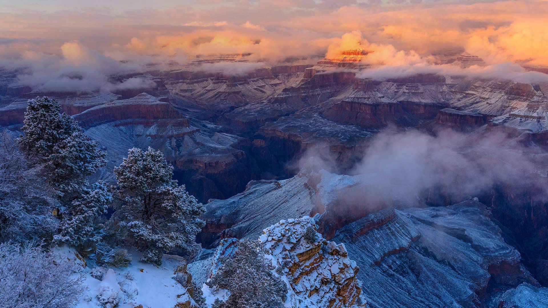 Winter Grand - Grand Canyon In Winter - HD Wallpaper 