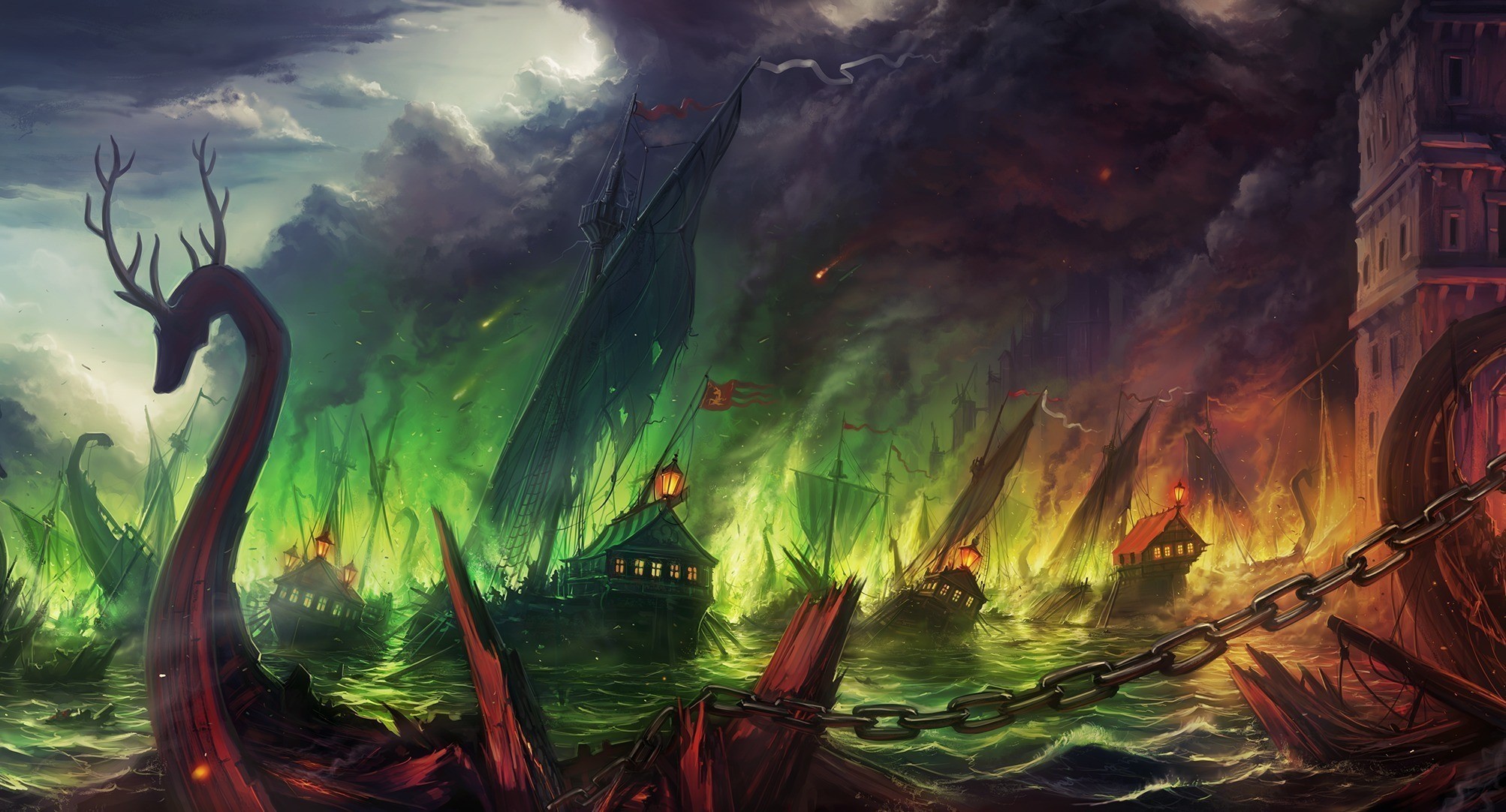 A Song Of Ice And Fire Painting Wallpaper 
 Data Src - Battle Of The Blackwater Art - HD Wallpaper 