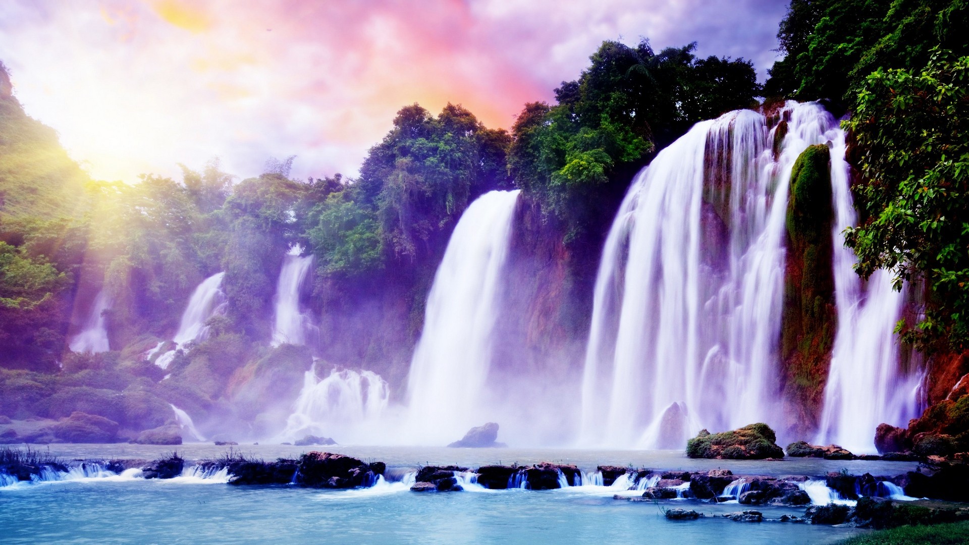 Hd Nature Wallpapers - Waterfall Background - HD Wallpaper 