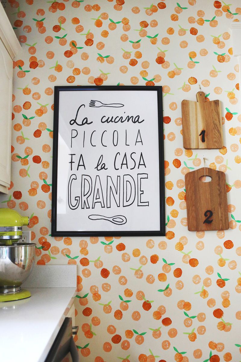 Hand Stamped Clementine Wall - Como Fazer Carimbo Para Parede - HD Wallpaper 