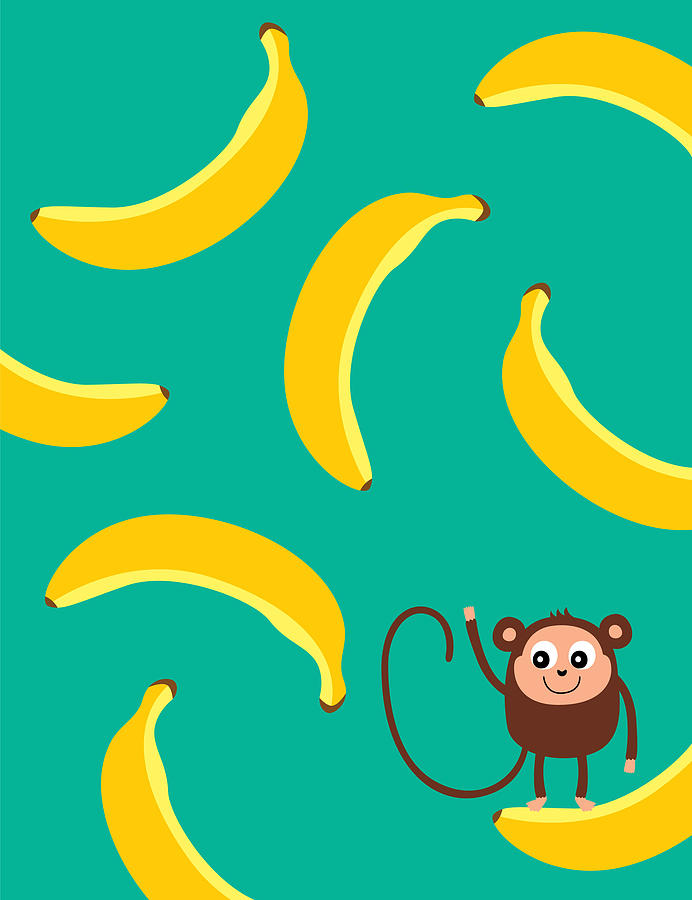 Cute Monkey With Banana - HD Wallpaper 