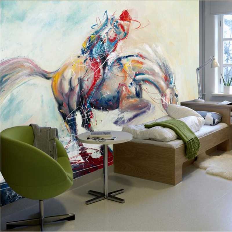 Horse Wallpaper Vintage Wall Decor European Equestrian - Wall Train - HD Wallpaper 