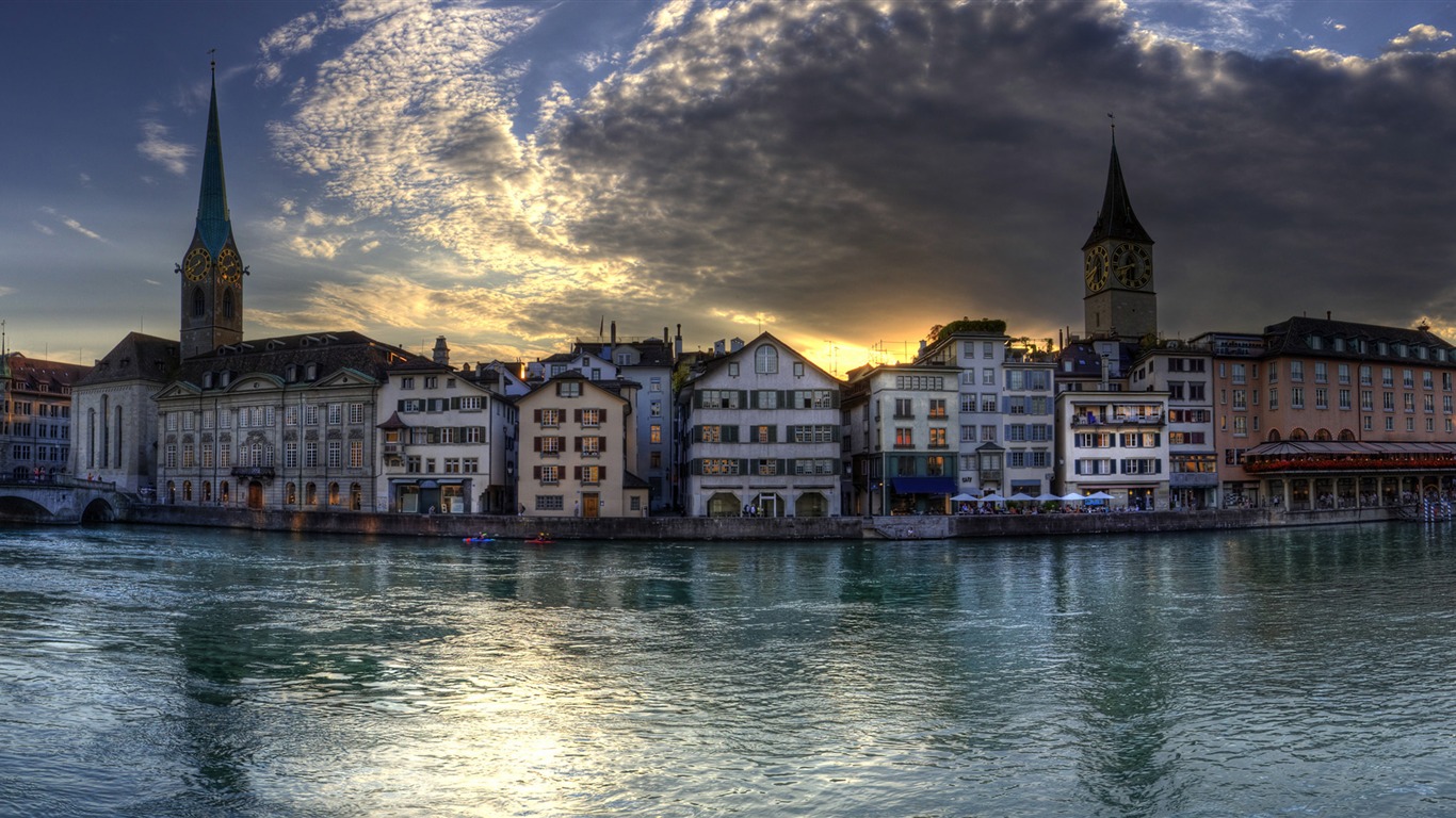 Zurich Switzerland At Dusk-windows 10 Hd Wallpaper2014 - Zürich - HD Wallpaper 