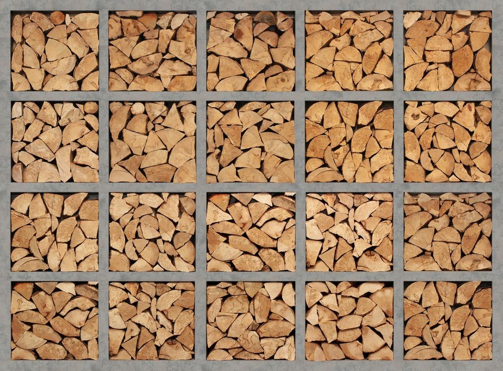 Light Industrial Log Wall Wallpaper Mural - Wood Log Wall - HD Wallpaper 