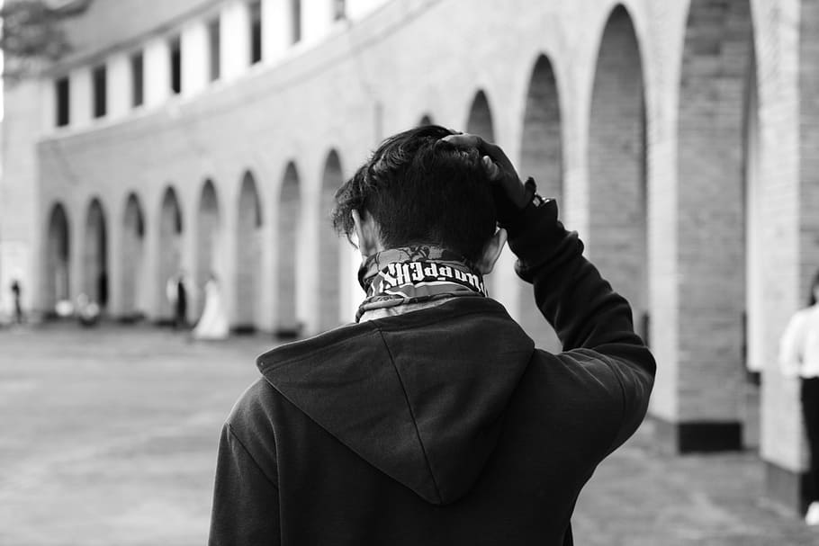 Grayscale Photography Of Man Wearing Hoodie, Sad Boy, - Sad Boy Black And White - HD Wallpaper 