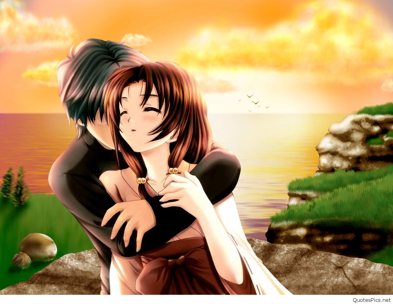 Cute Couple Wallpaper With Quotes 1080p Baby - Romantic Couple Pic Cartoon - HD Wallpaper 