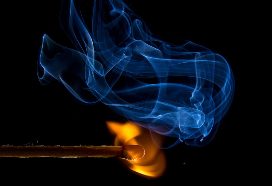 Blue, Smoke, Graphic, Wallpaper, Fire, Match, Flame, - Fumaça Fogo - HD Wallpaper 