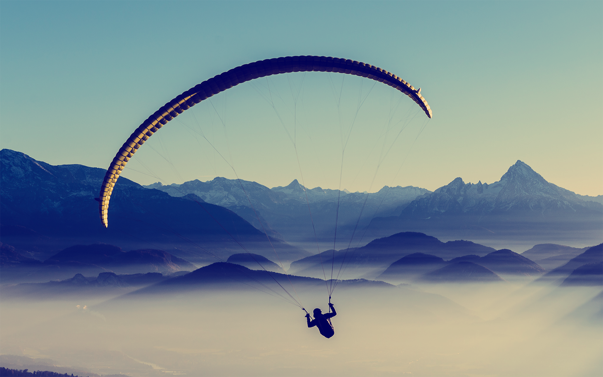 Parachute Mountains Landscape - Extreme Sports - HD Wallpaper 