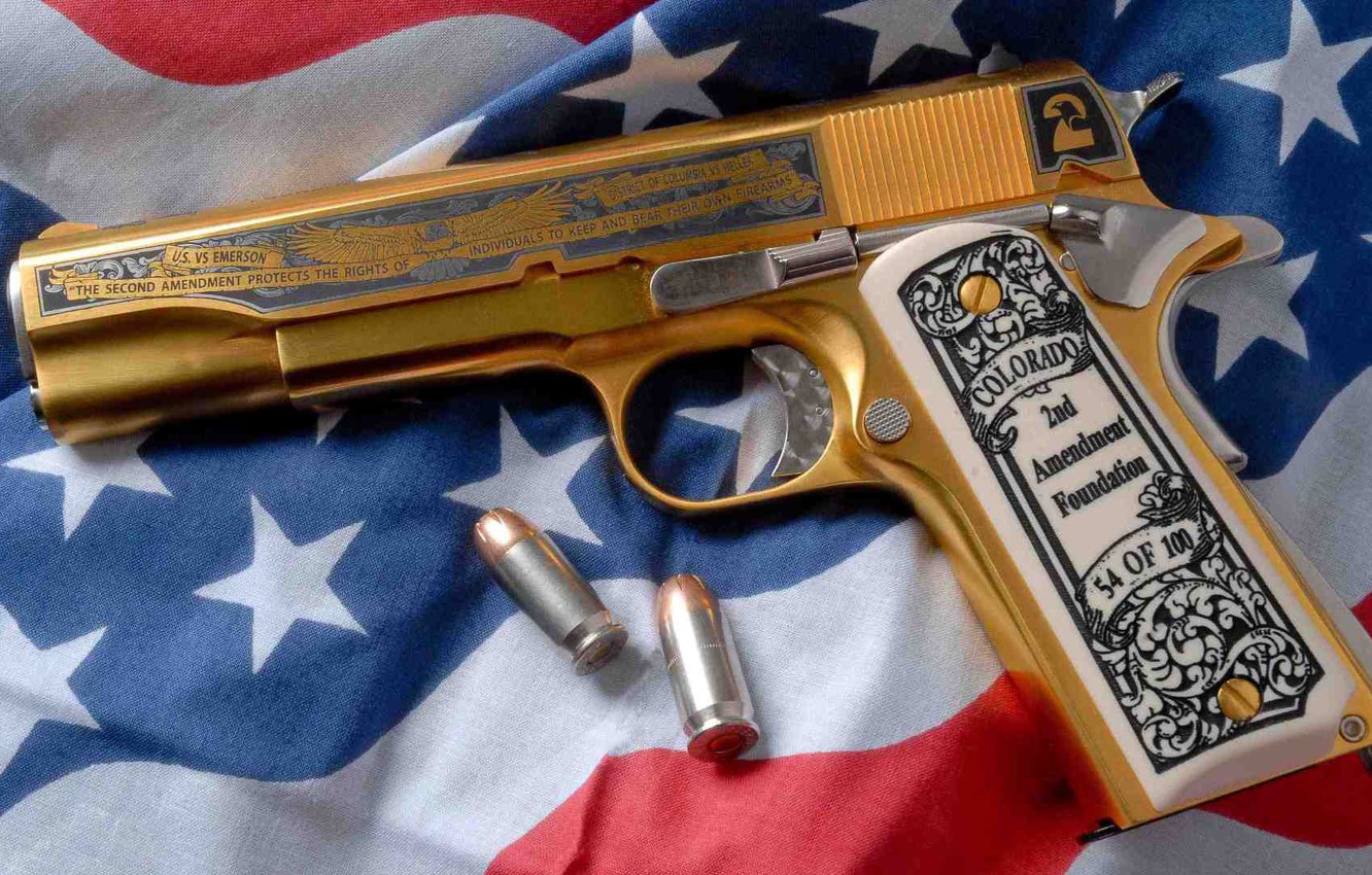 Photo Wallpaper Gun, Weapons, Gun, Golden, Gold, Weapon, - Gun Pistol Wallpaper Golden Download - HD Wallpaper 
