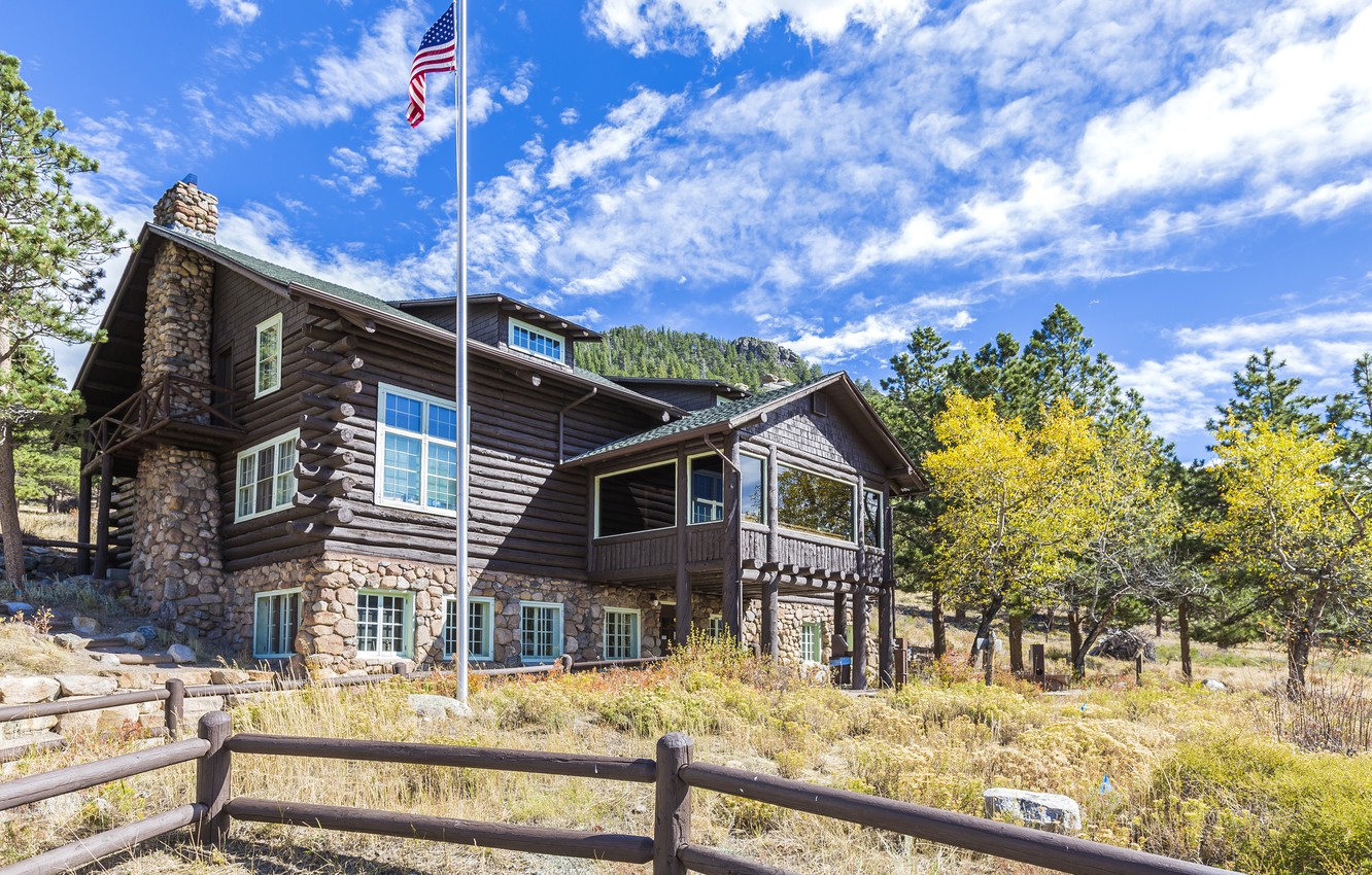 Photo Wallpaper Autumn, Forest, The Sky, Grass, The - Cottage - HD Wallpaper 