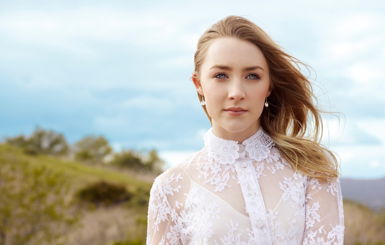 Photo Wallpaper Landscape, Nature, White, Blur, Dress, - Saoirse Ronan White Dress - HD Wallpaper 