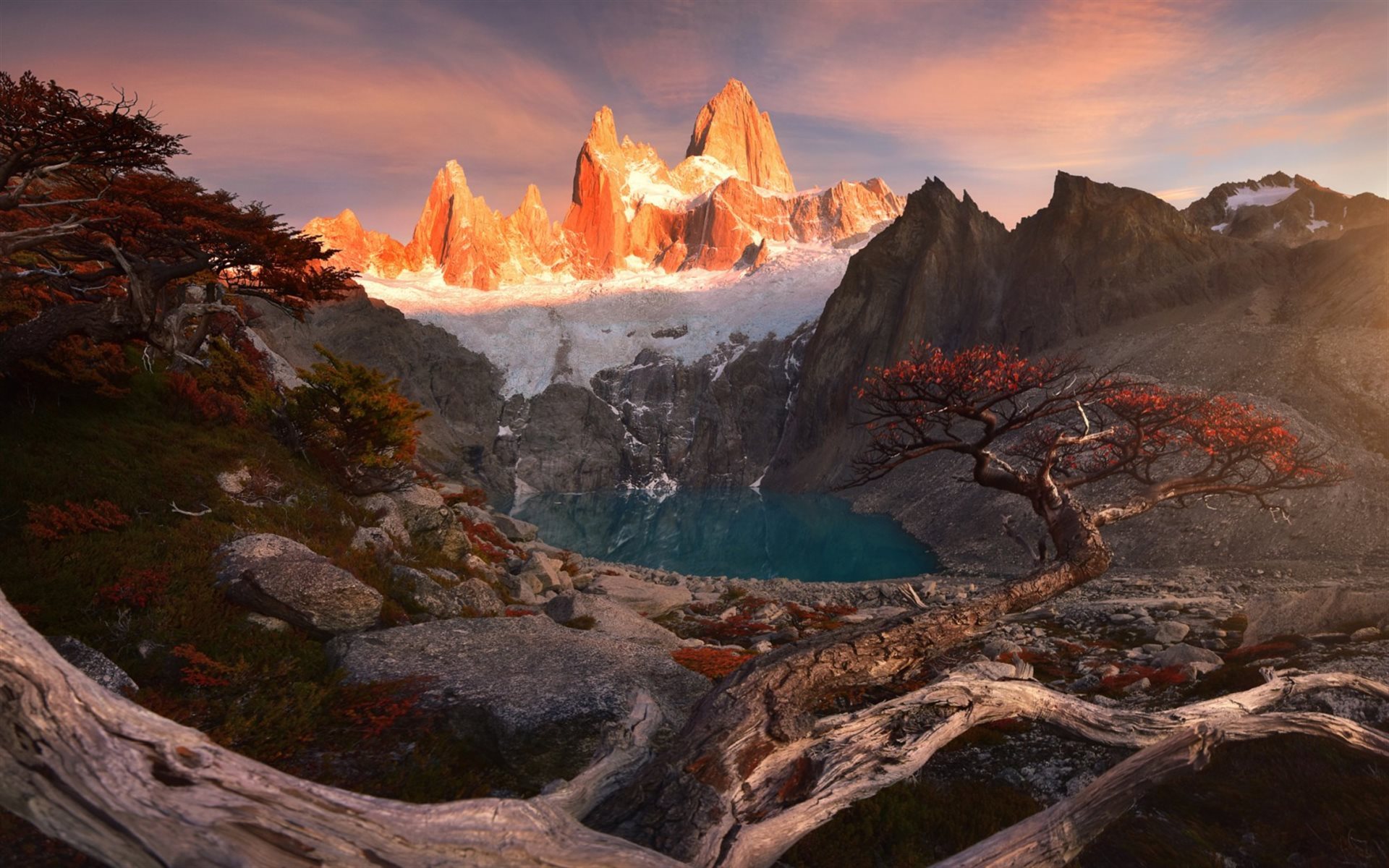 Autumn, Mountains, Patagonia, Sunset, Mountain Lake - Autunno Montagna Sfondi Desktop - HD Wallpaper 