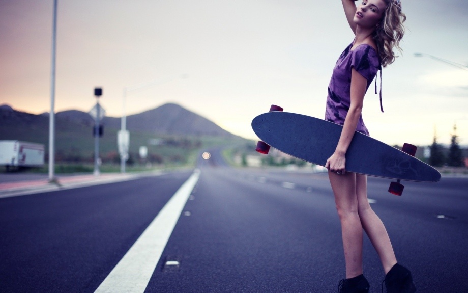 Girl, Skate, And Street Image - Skateboard Girl - HD Wallpaper 