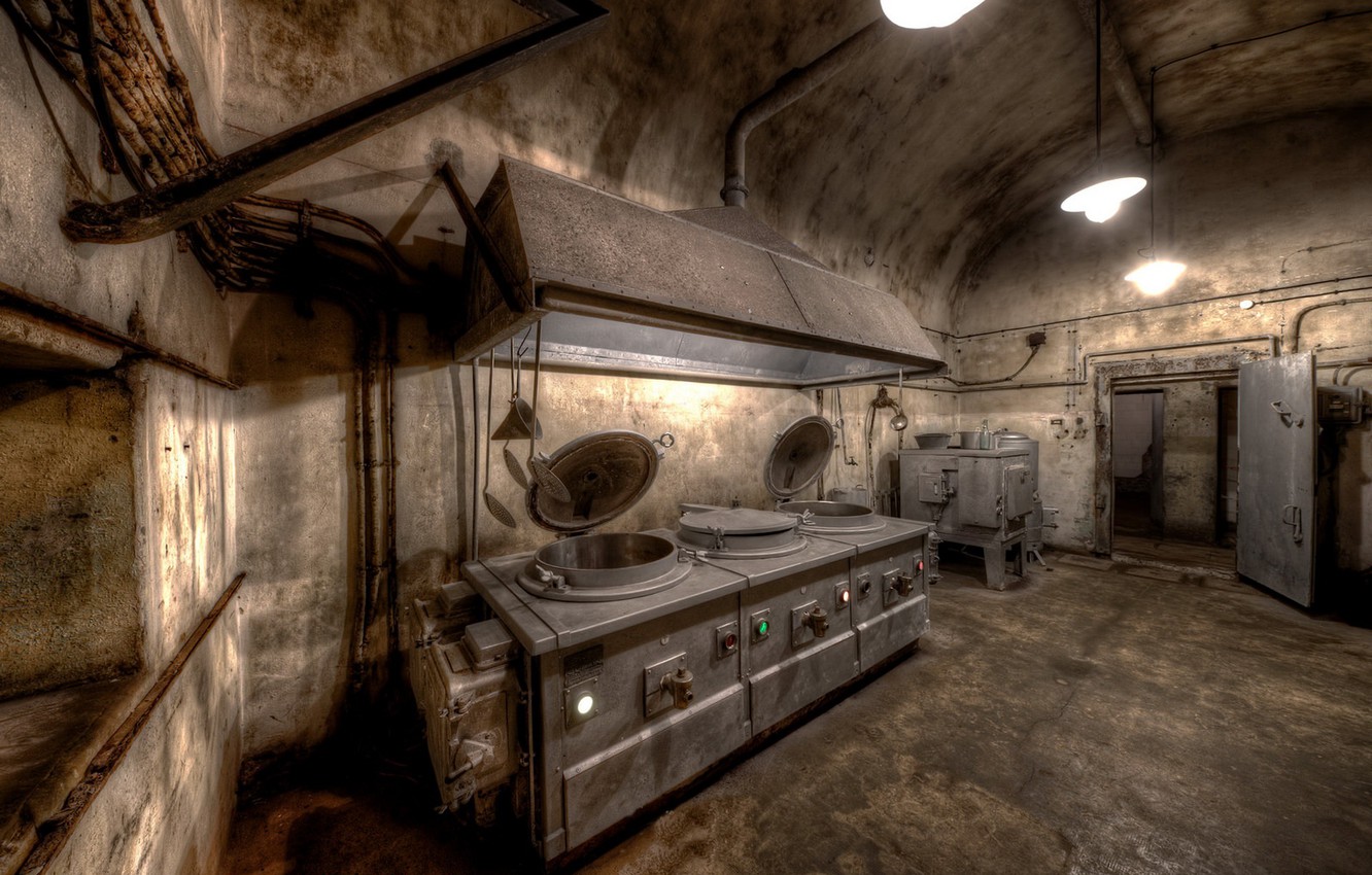 Photo Wallpaper Kitchen, The Basement, Asylum - Bunker Kitchen - HD Wallpaper 