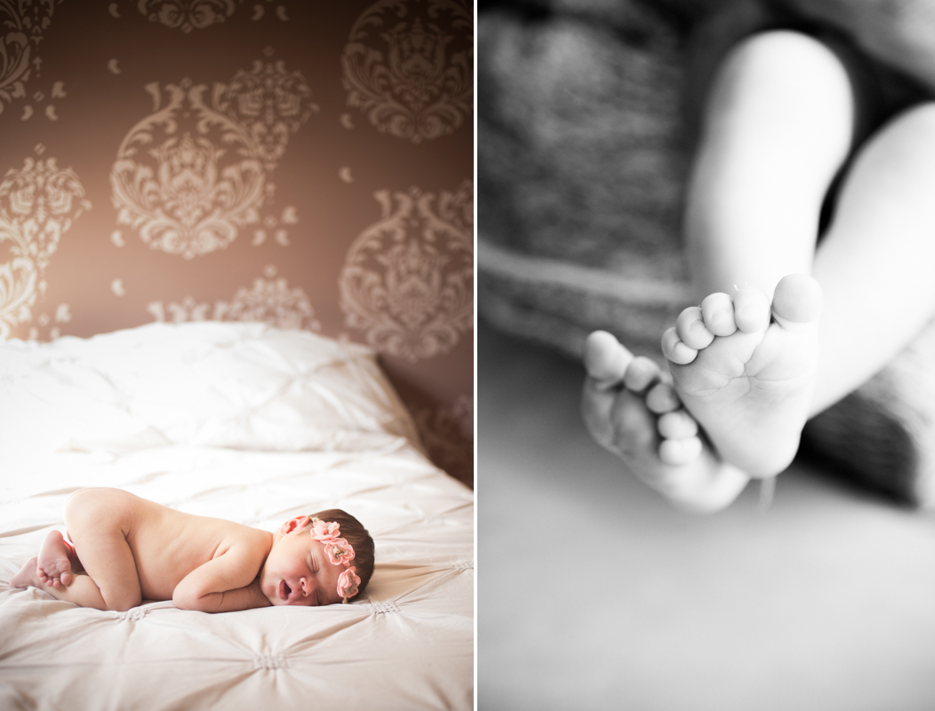 Newborn Baby Girl Sleeps Curled Up On Her Bed With - Baby - HD Wallpaper 