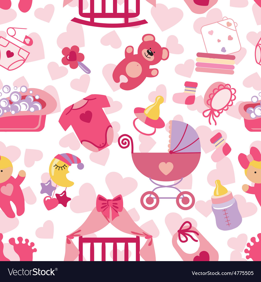 Newborn Baby Girl Seamless Pattern - HD Wallpaper 