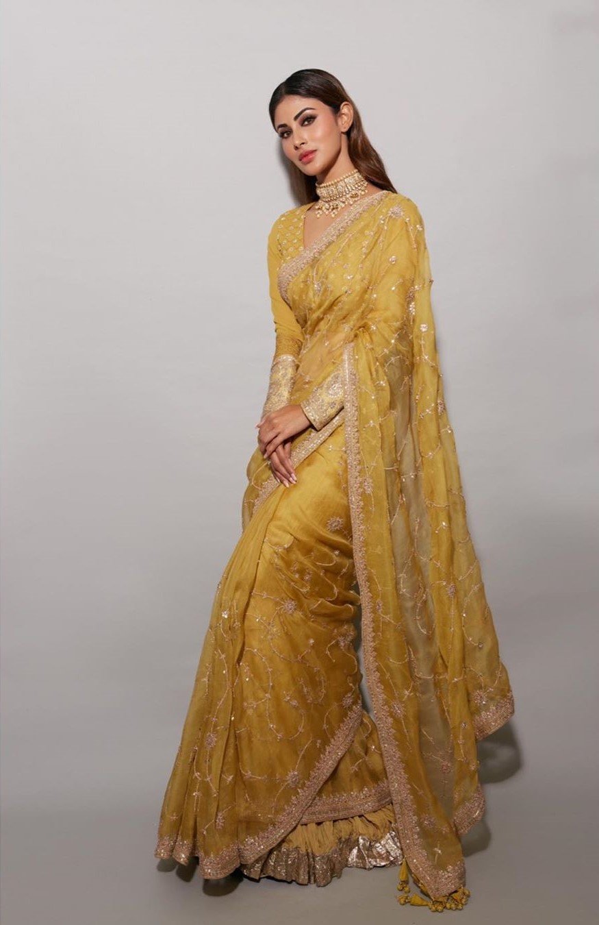 Mouni Roy In Saree - HD Wallpaper 