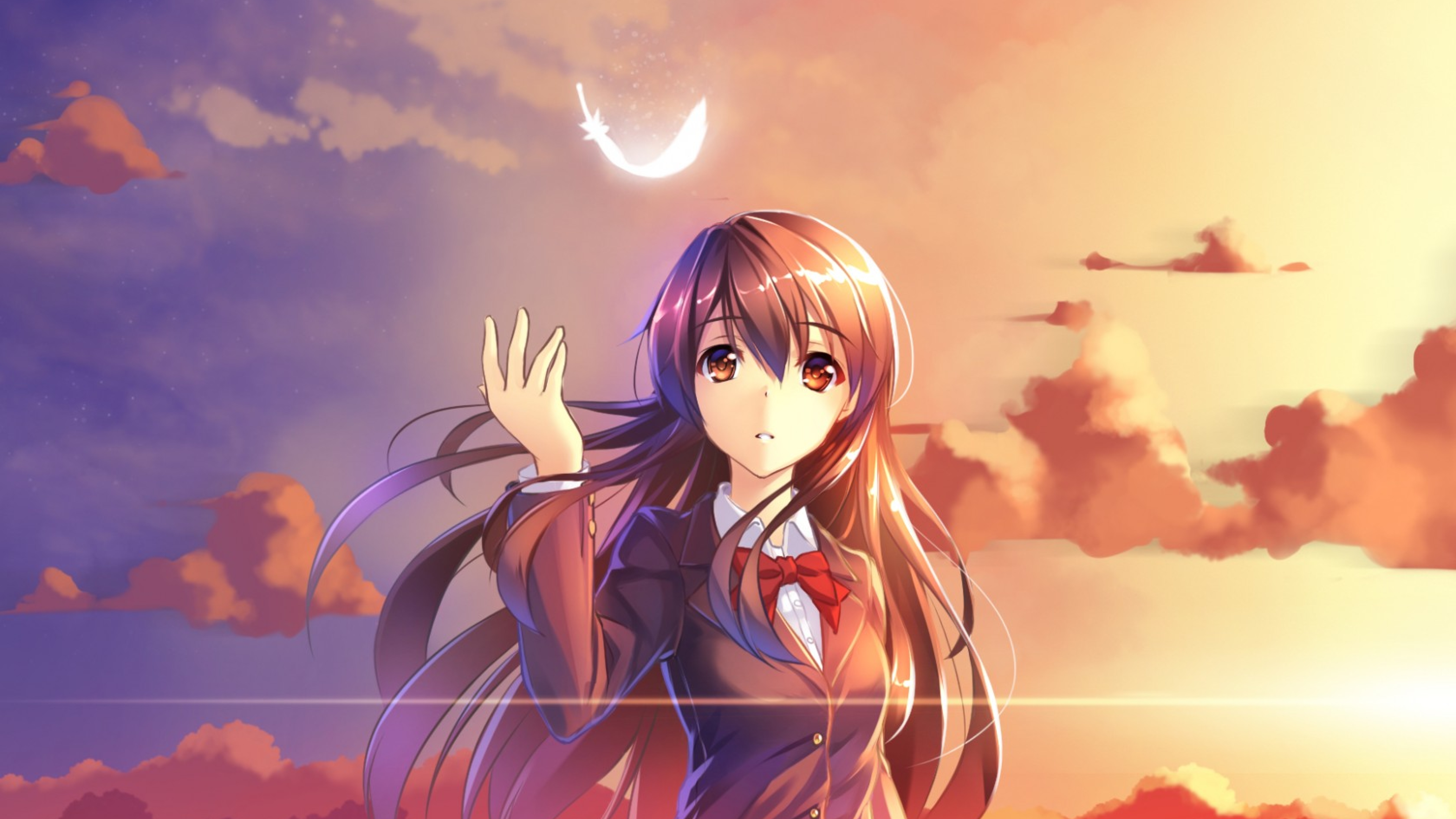 Anime Girl Sunset - HD Wallpaper 