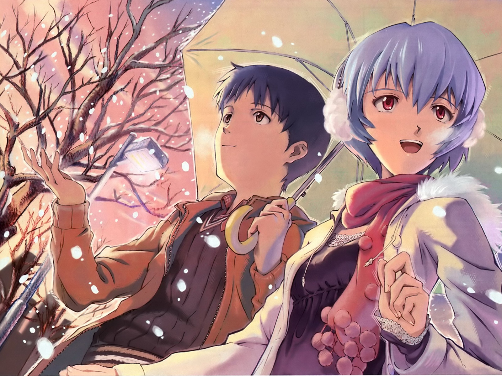 Neon Genesis Evangelion Rei And Shinji - HD Wallpaper 